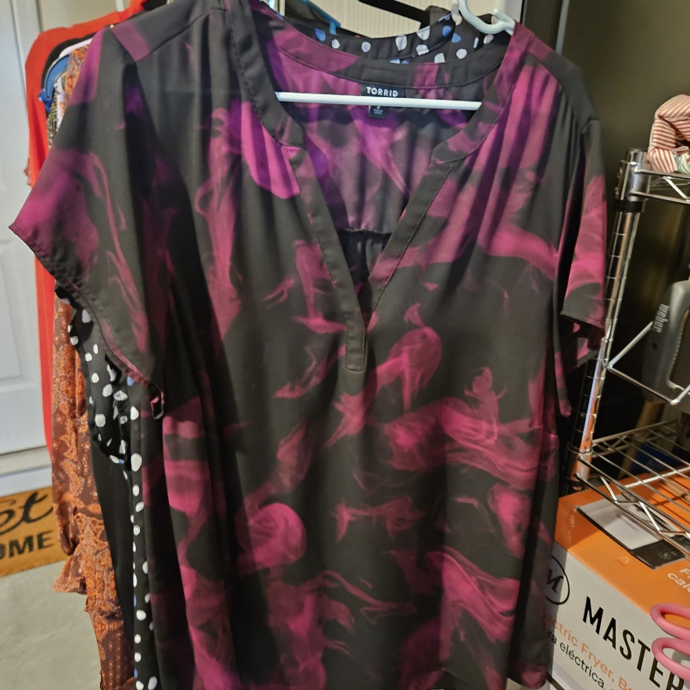 Torrid Black and Purple Swirl Blouse